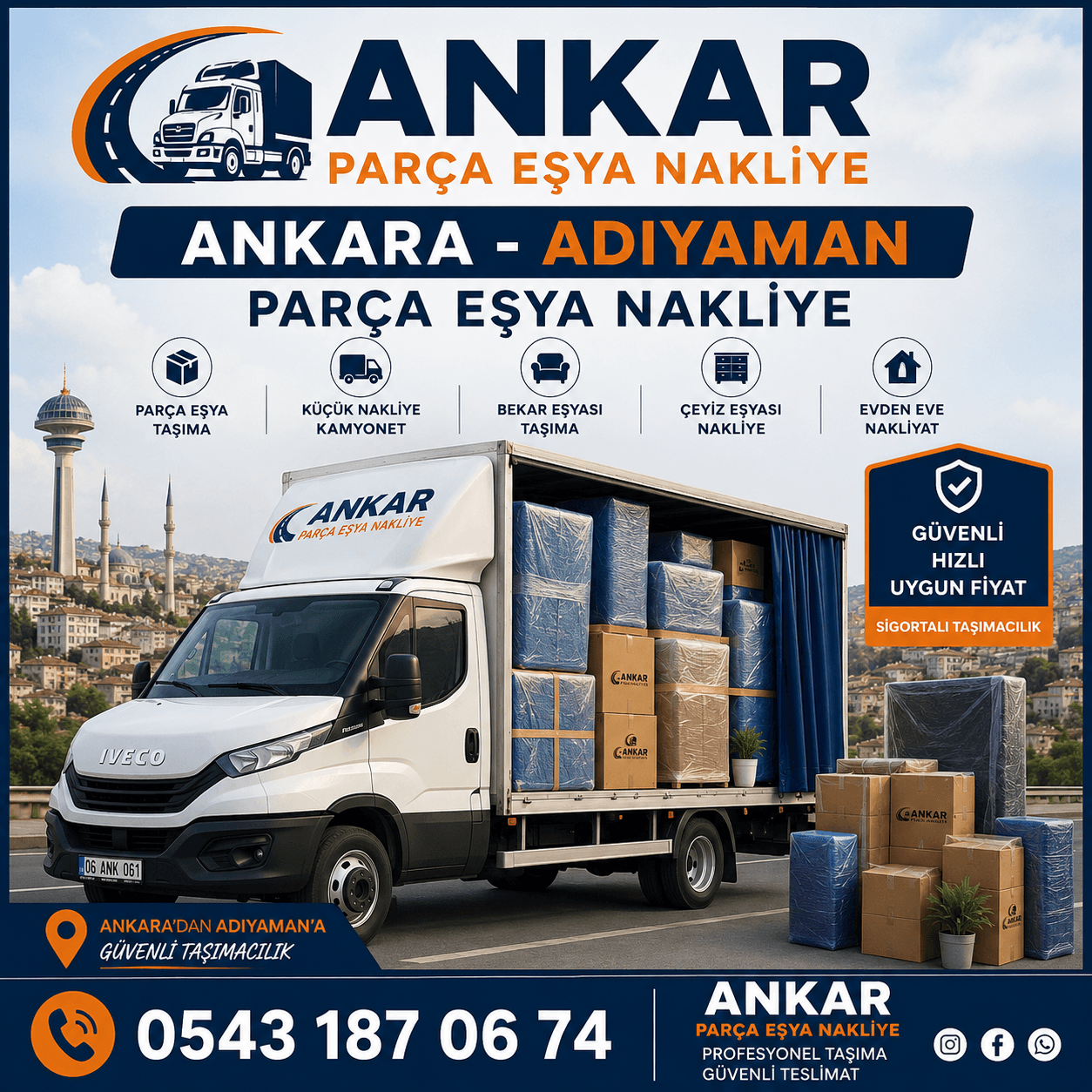 Ankara Adıyaman Parça Eşya Taşıma Küçük Nakliye Aracı