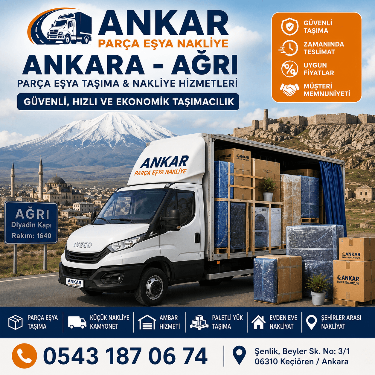 Ankara Ağrı Parça Eşya Taşıma Küçük Nakliye Aracı