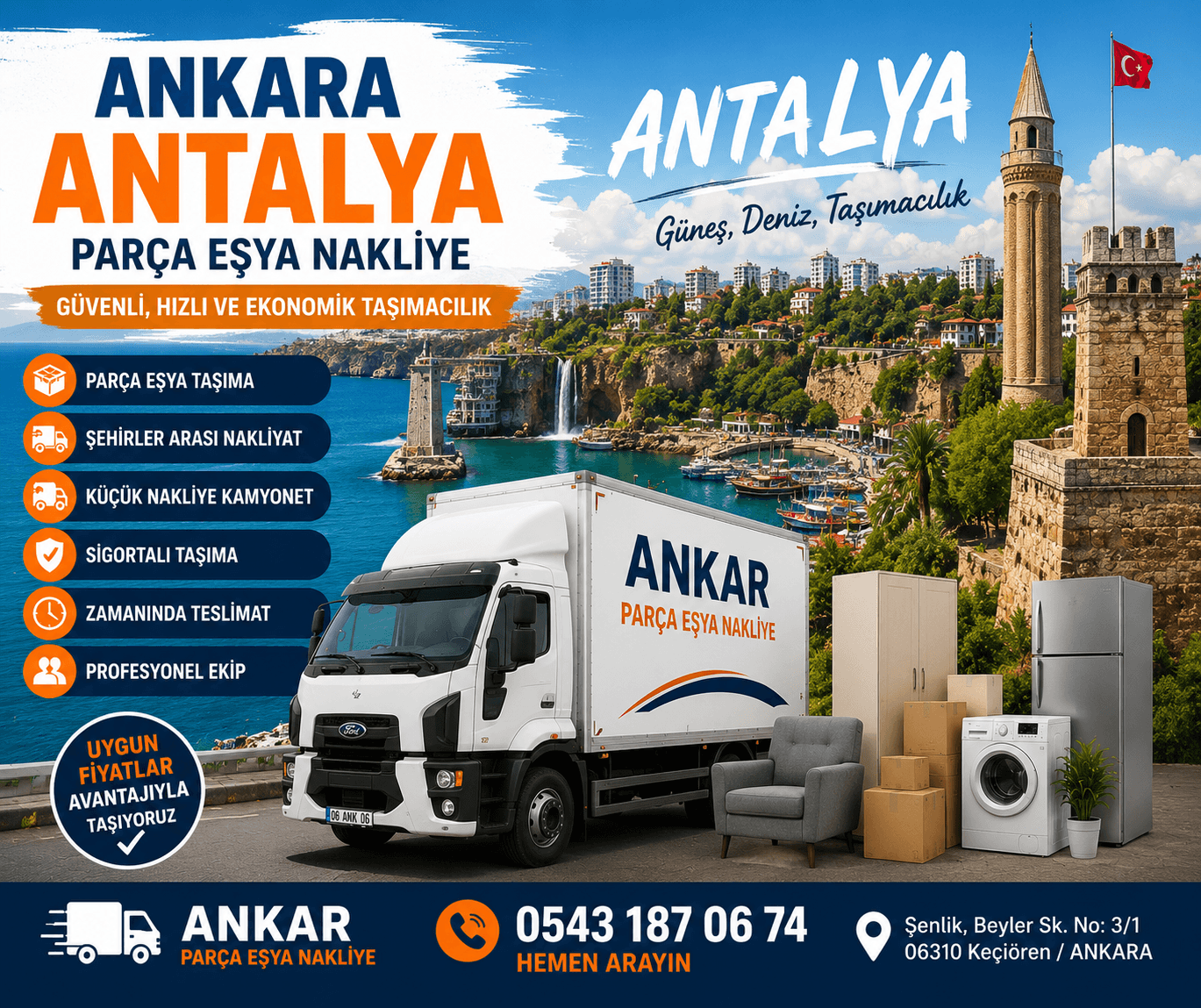 Ankara Antalya Parça Eşya Taşıma Küçük Nakliye Aracı
