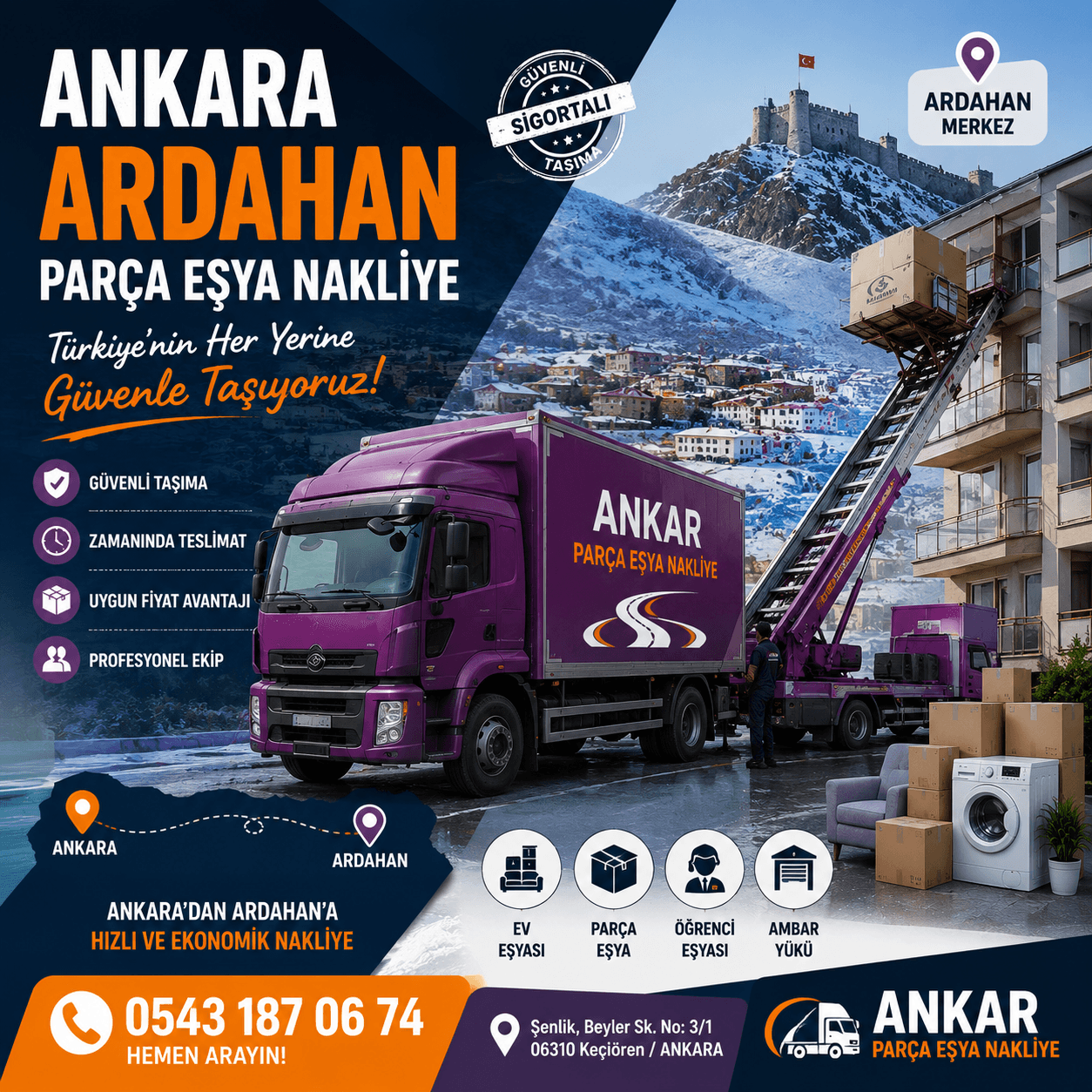 Ankara Ardahan Parça Eşya Taşıma Küçük Nakliye Aracı