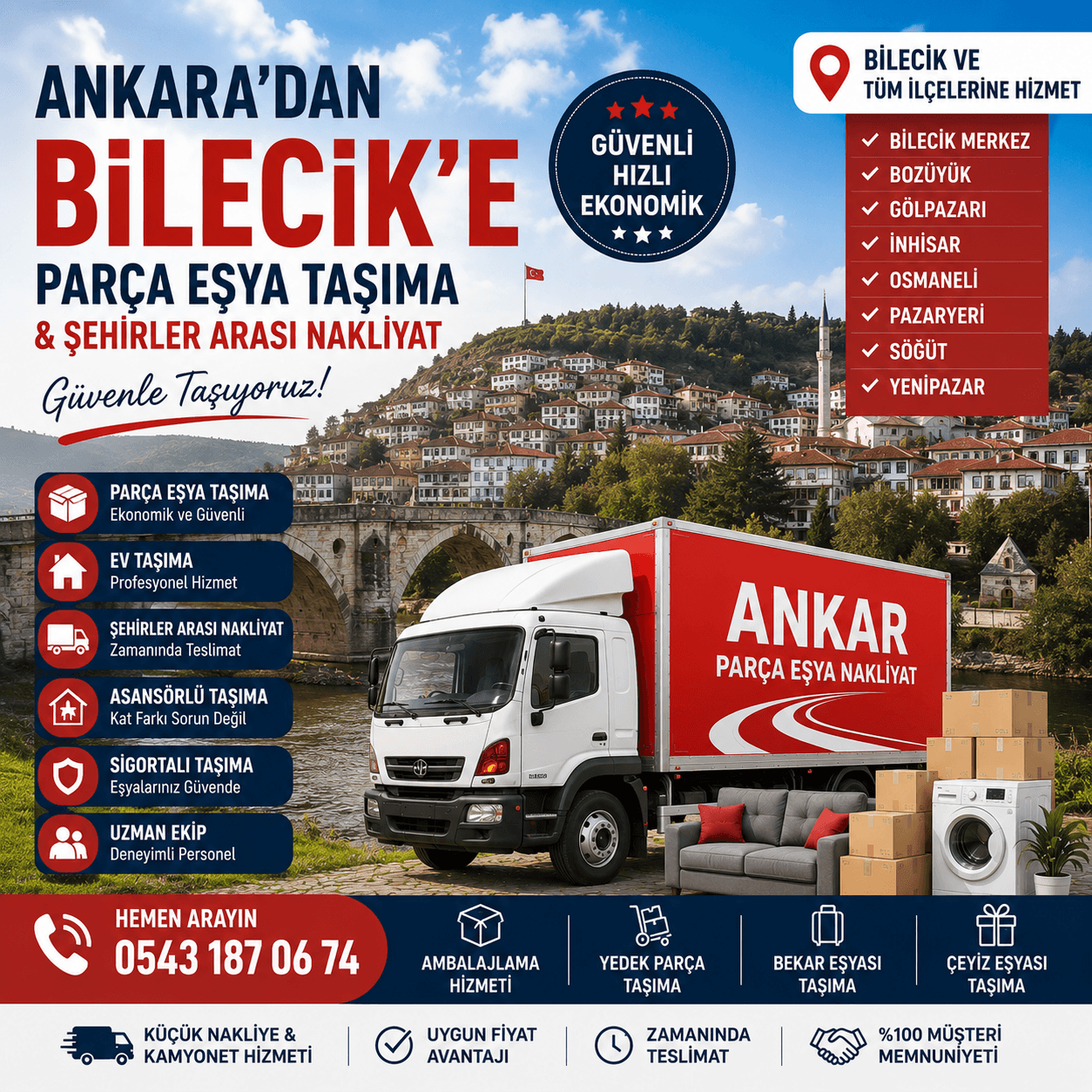 Ankara Bilecik Parça Eşya Taşıma Küçük Nakliye Aracı
