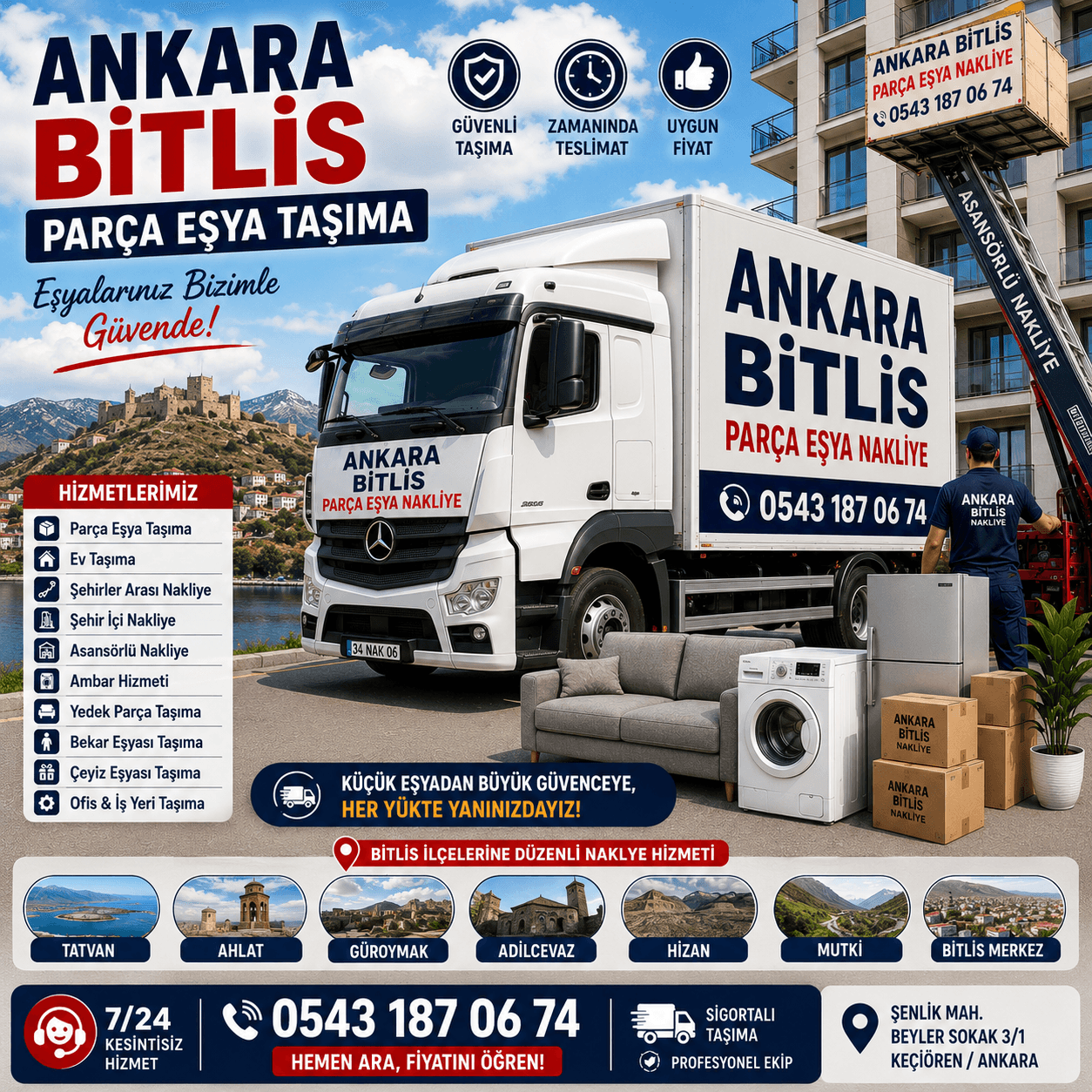 Ankara Bitlis Parça Eşya Taşıma Küçük Nakliye Aracı