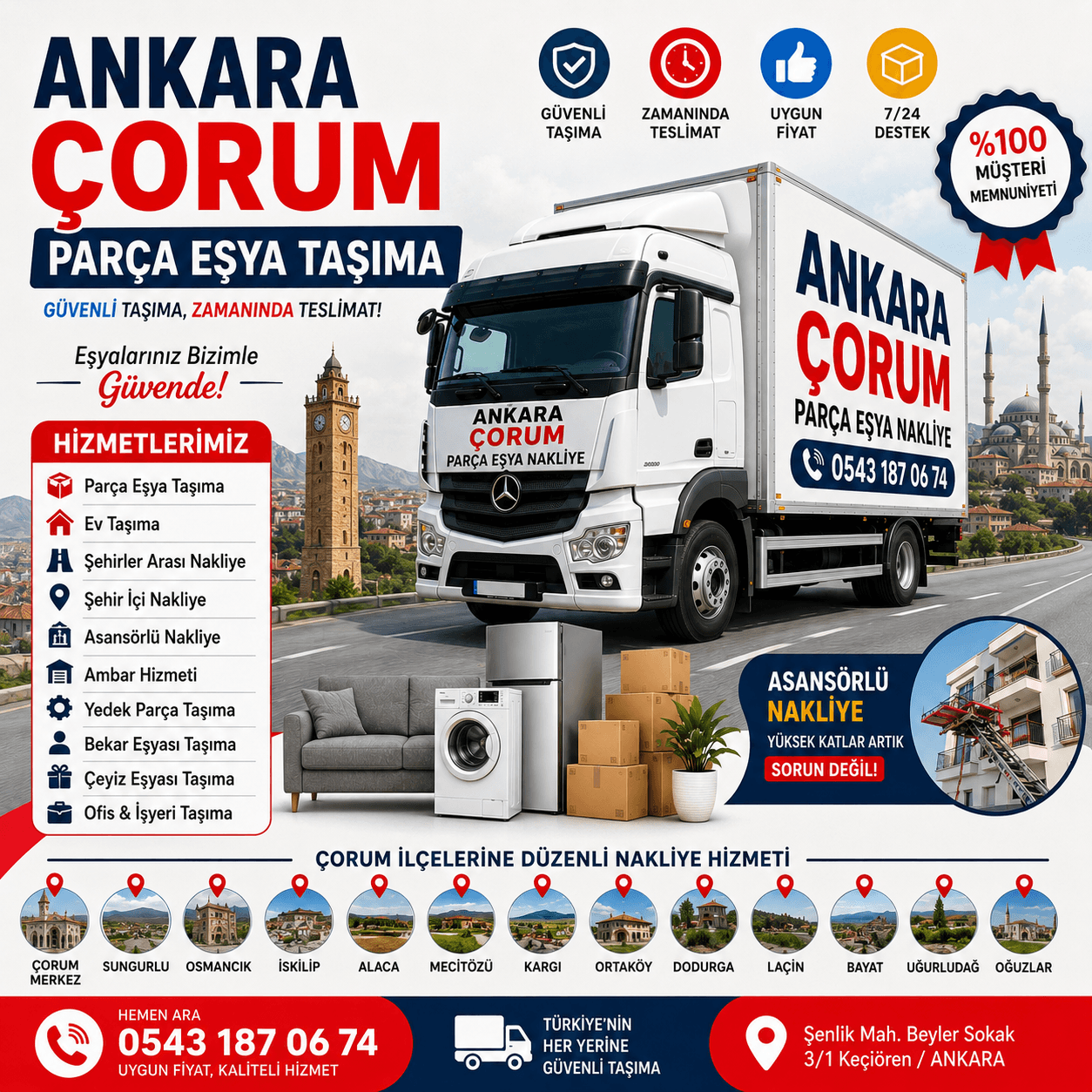 Ankara Çorum Parça Eşya Taşıma Küçük Nakliye Aracı