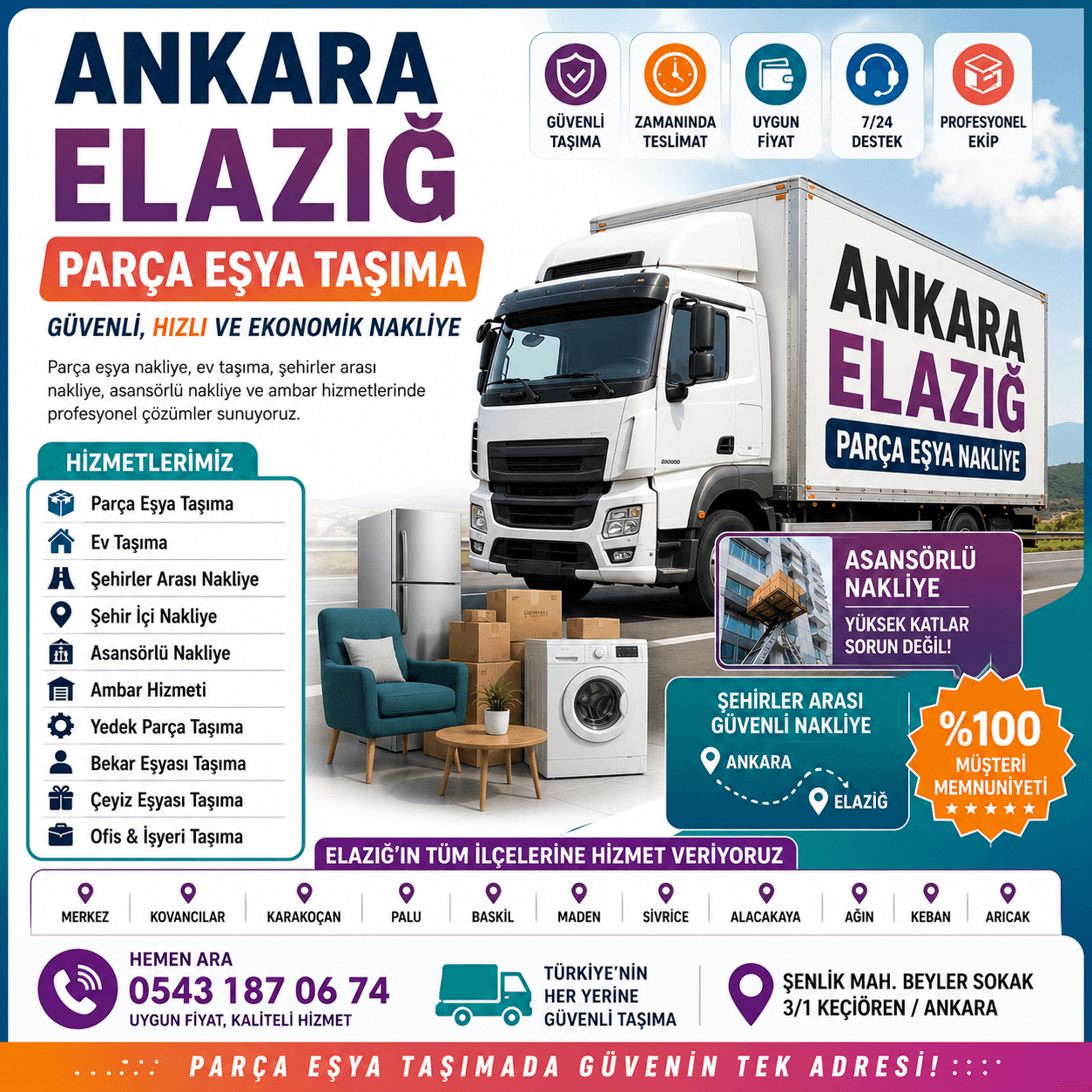 Ankara Elazığ Parça Eşya Taşıma Küçük Nakliye Aracı