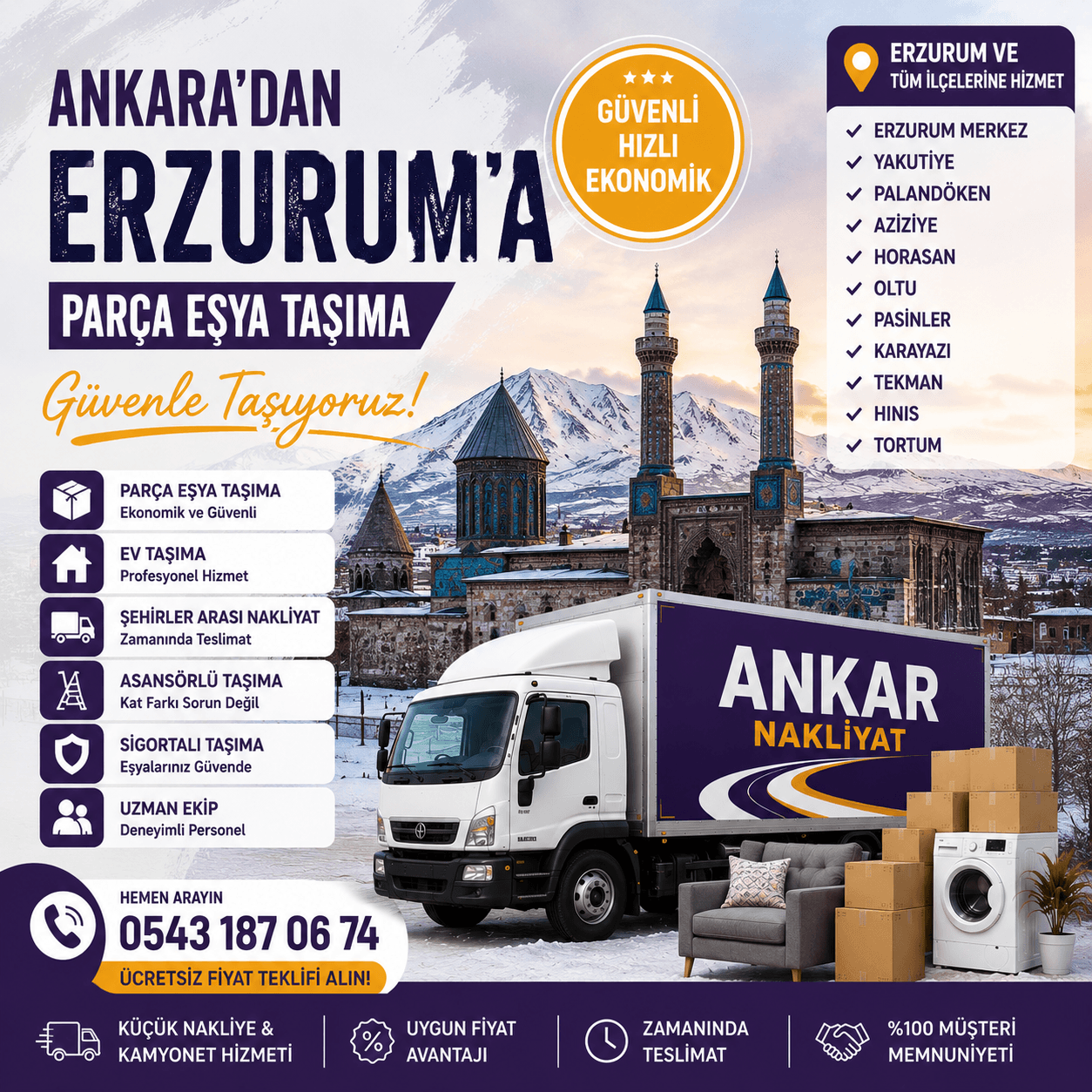 Ankara Erzurum Parça Eşya Taşıma Küçük Nakliye Aracı