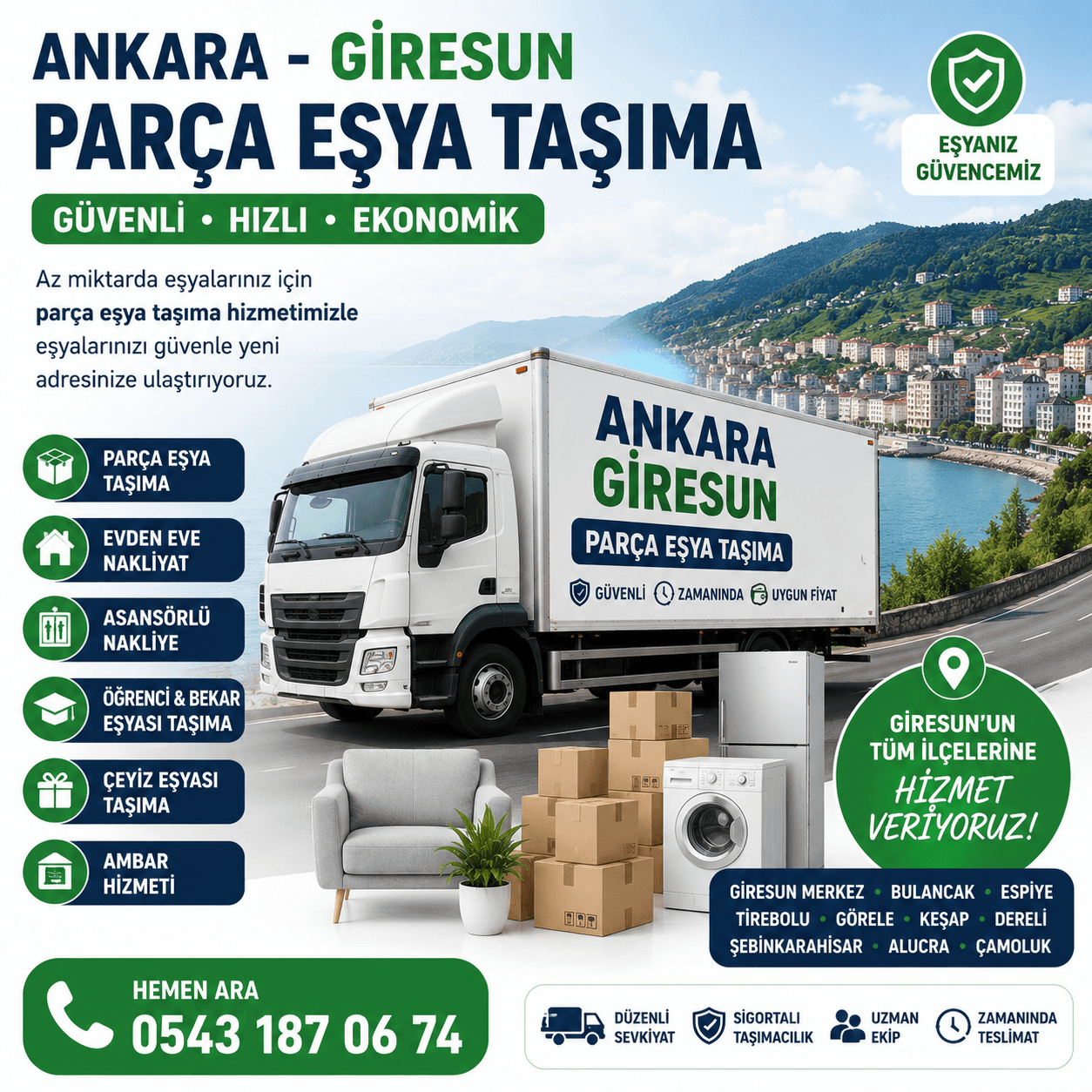 Ankara Giresun Parça Eşya Taşıma Küçük Nakliye Aracı