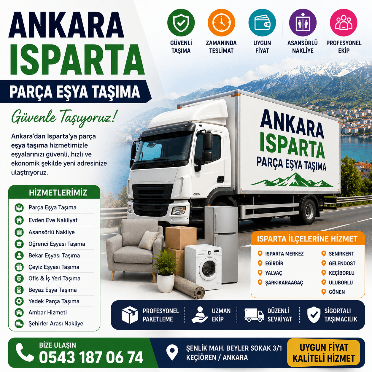 Ankara Isparta Parça Eşya Taşıma Küçük Nakliye Aracı